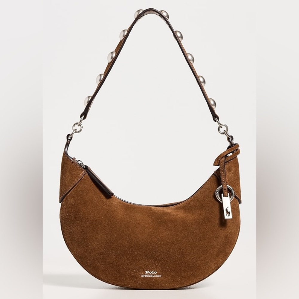 *NWT* Polo Ralph Lauren Polo ID Suede Studded Shoulder Bag